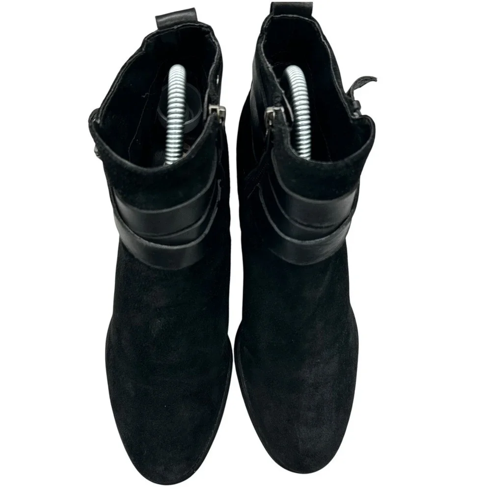 Sam Edelman Women's Black Suede Leather Hannah Belted Chelsea Bootie Size 7.5